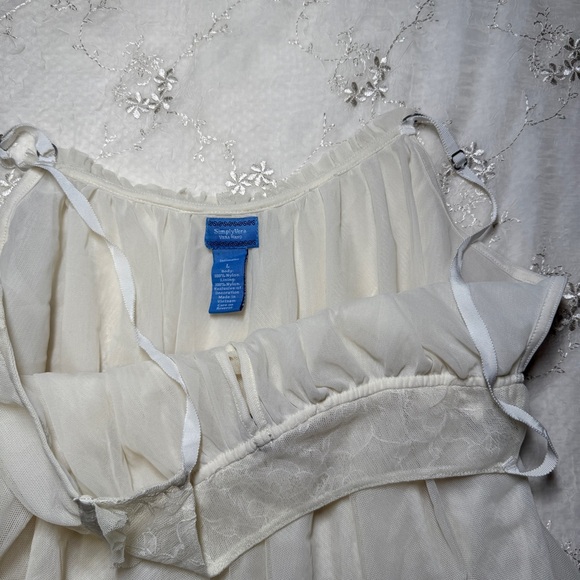 vintage y2k vera wang white mesh fairycore slip dress – size large - Picture 2 of 4
